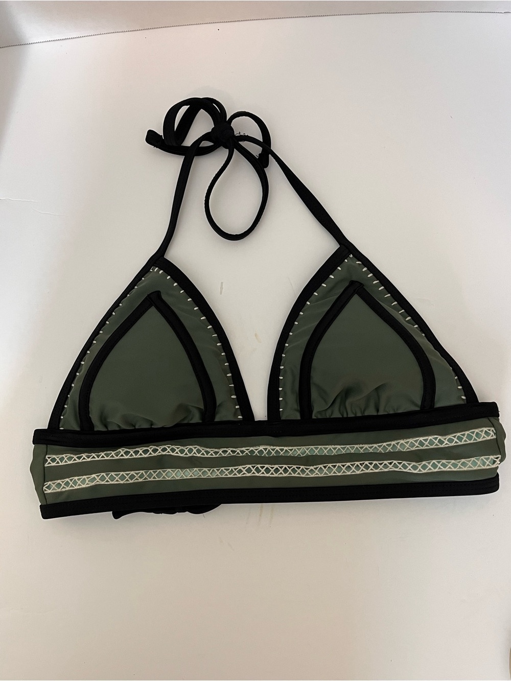 Xhilaration Olive Green Triangle Bikini Top with Black Trim
